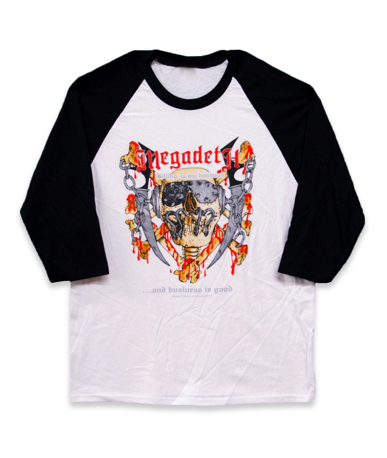 Megadeth - Killing is My Business - White Raglan w/ Black Sleeves