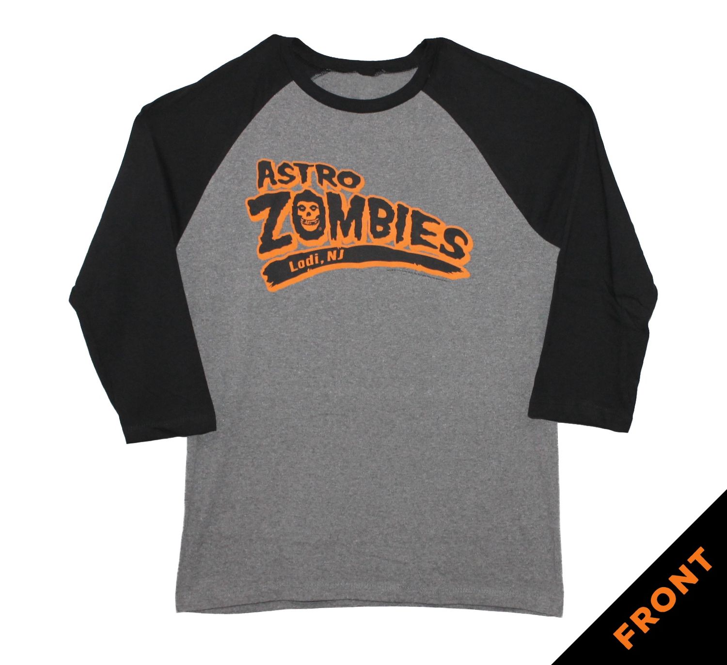Misfits Astro Zombies Baseball Tee - Heather Grey/Black