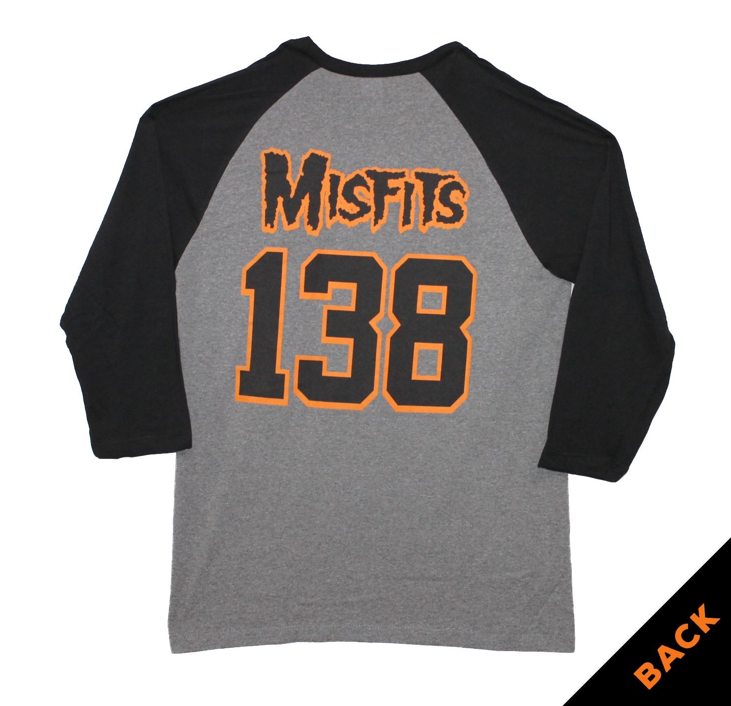 Misfits Astro Zombies Baseball Tee - Heather Grey/Black