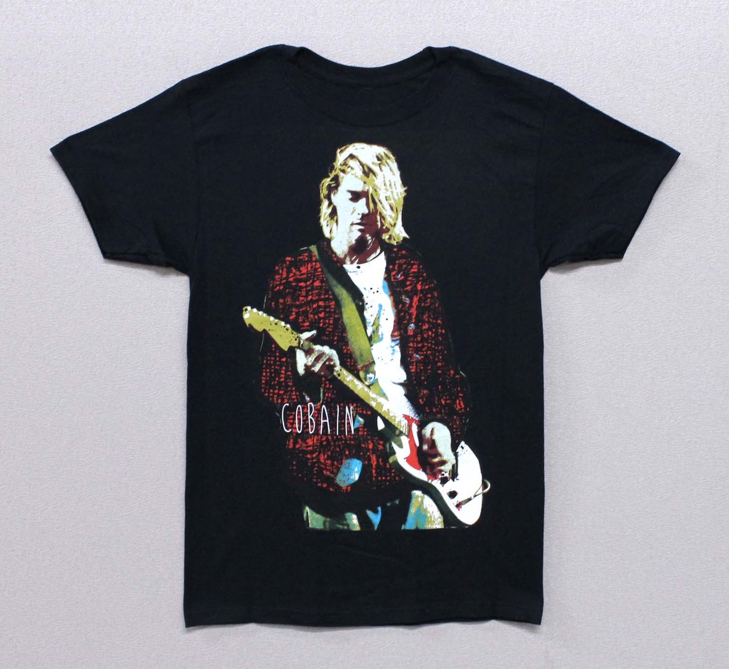 Nirvana Painted Cobain Playing Guitar - Black