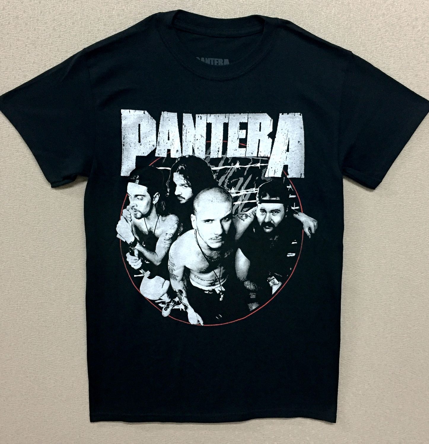 Pantera Band in Circle Black &amp; White Red Outline