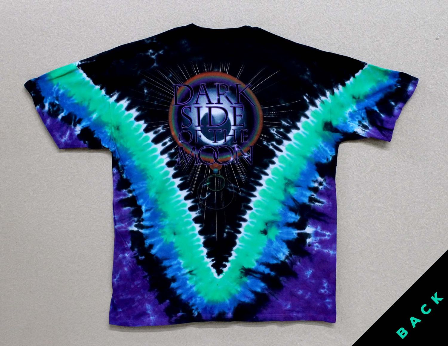 Pink Floyd Dark Side Text Repeat V Tye Dye