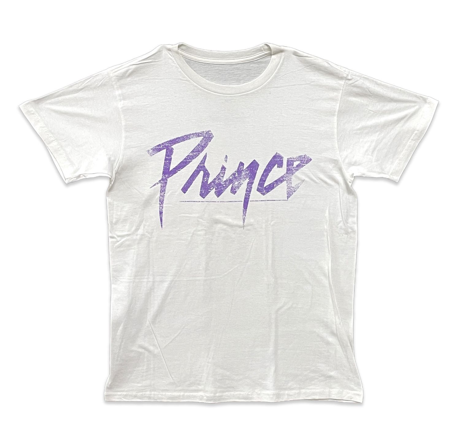 Prince Distressed Purple Writing-White