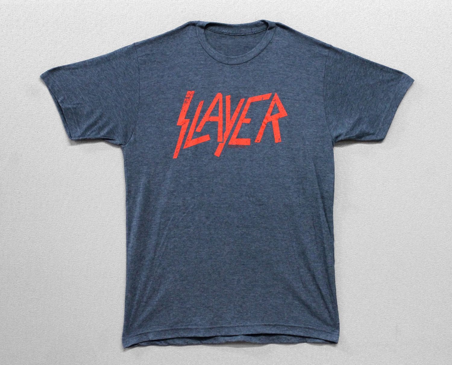 Slayer Red Font Logo Grey Tee