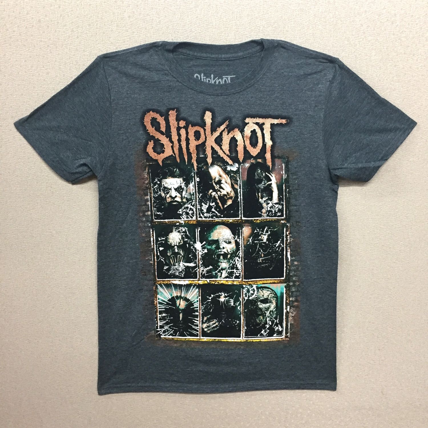 Slipknot Faces on Shattered Windowpane Grey