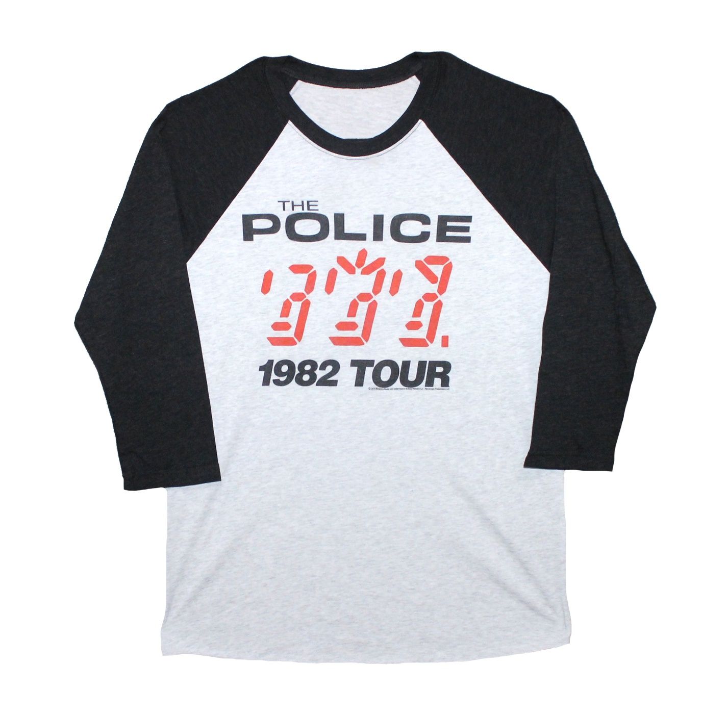 The Police 1982 Tour Baseball Tee - White Heather/Vintage Black
