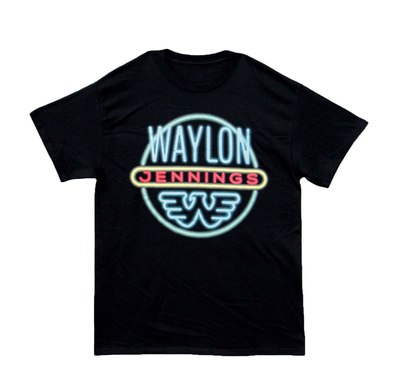 Waylon Jennings - Neon Logo - BLK