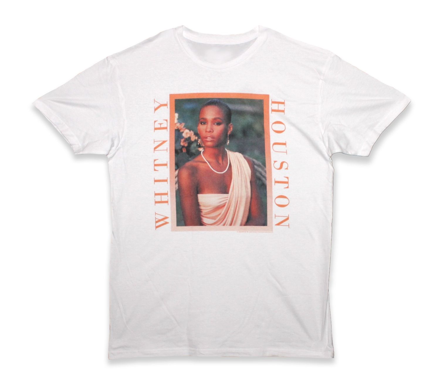 Whitney Houston Peachy Border - White