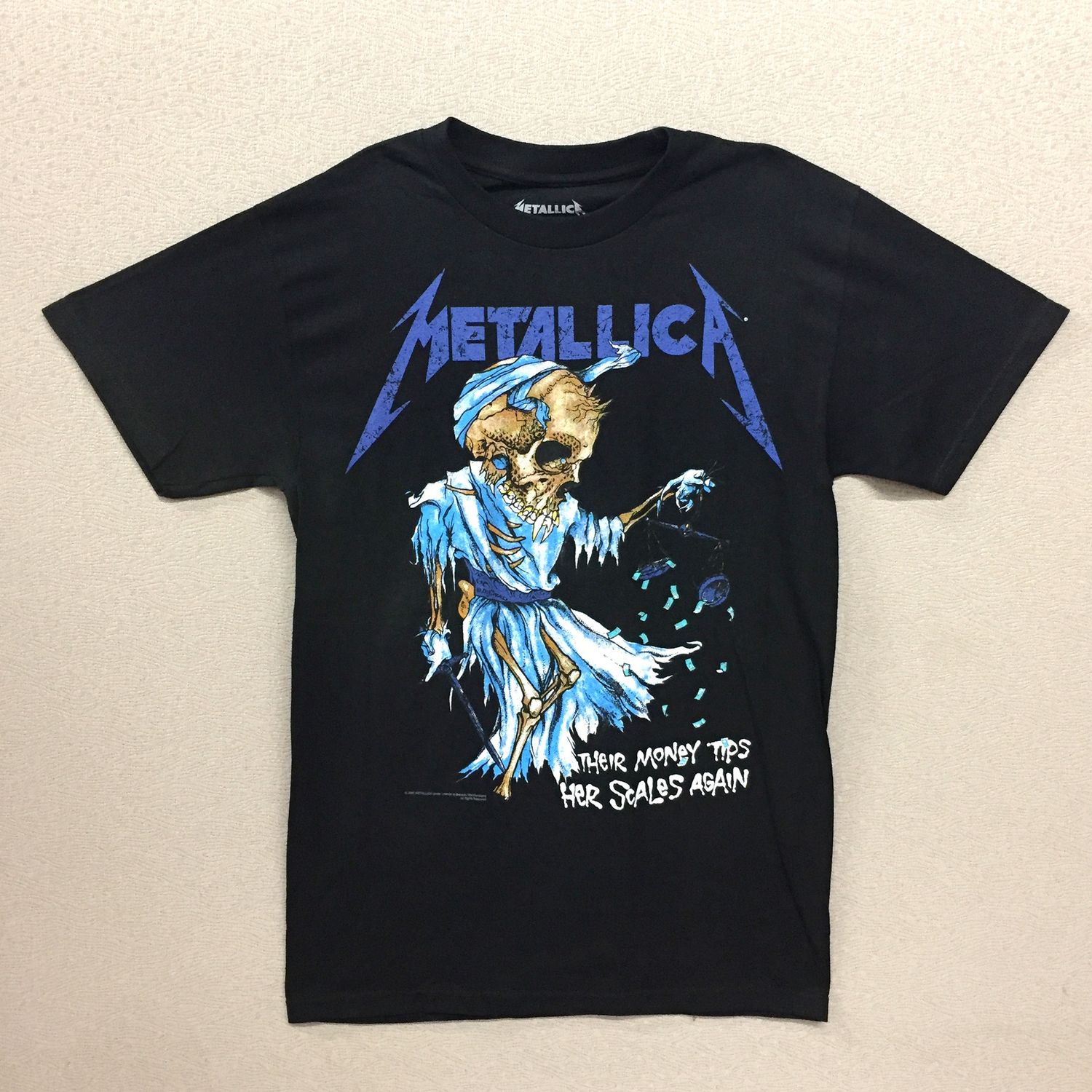 Metallica Money Tip Scales Blue Writing-BLK