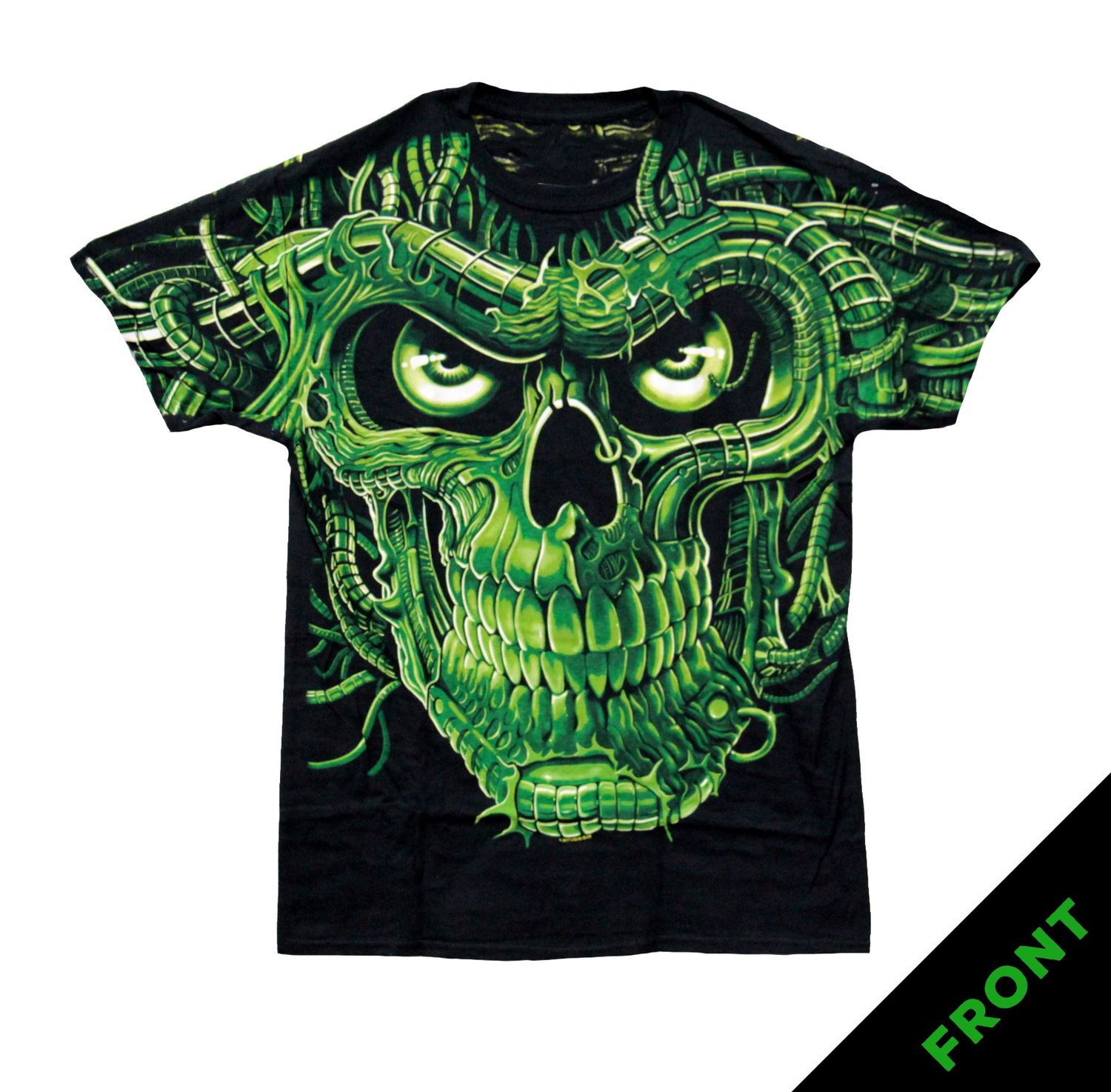 Fantasy Green Terminator Skull - Black