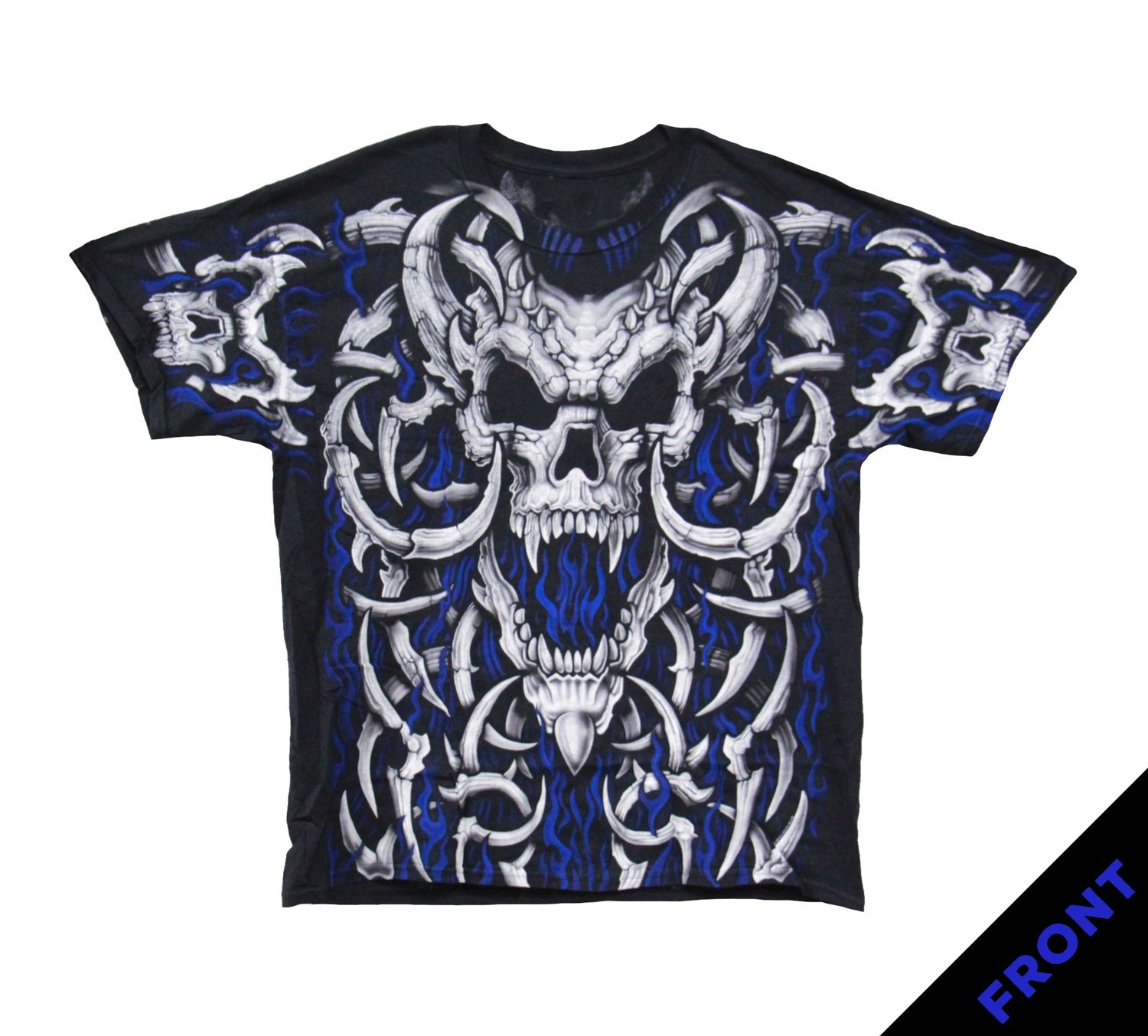 Fantasy Blue Flame Skull - BLK