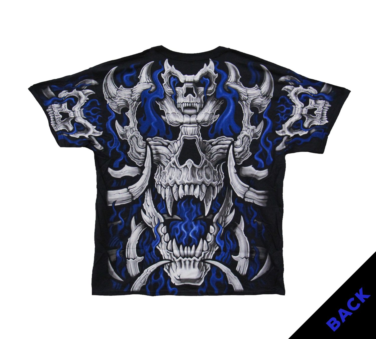 Fantasy Blue Flame Skull - BLK