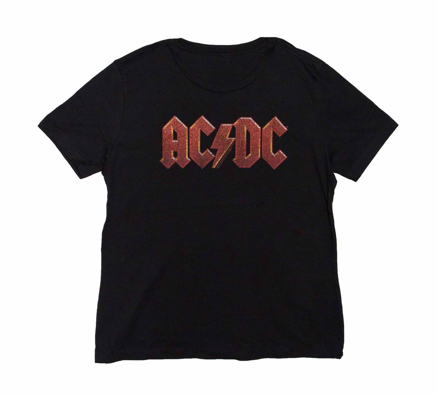 AC/DC - Distressed Red Logo Women's Tee - BLK