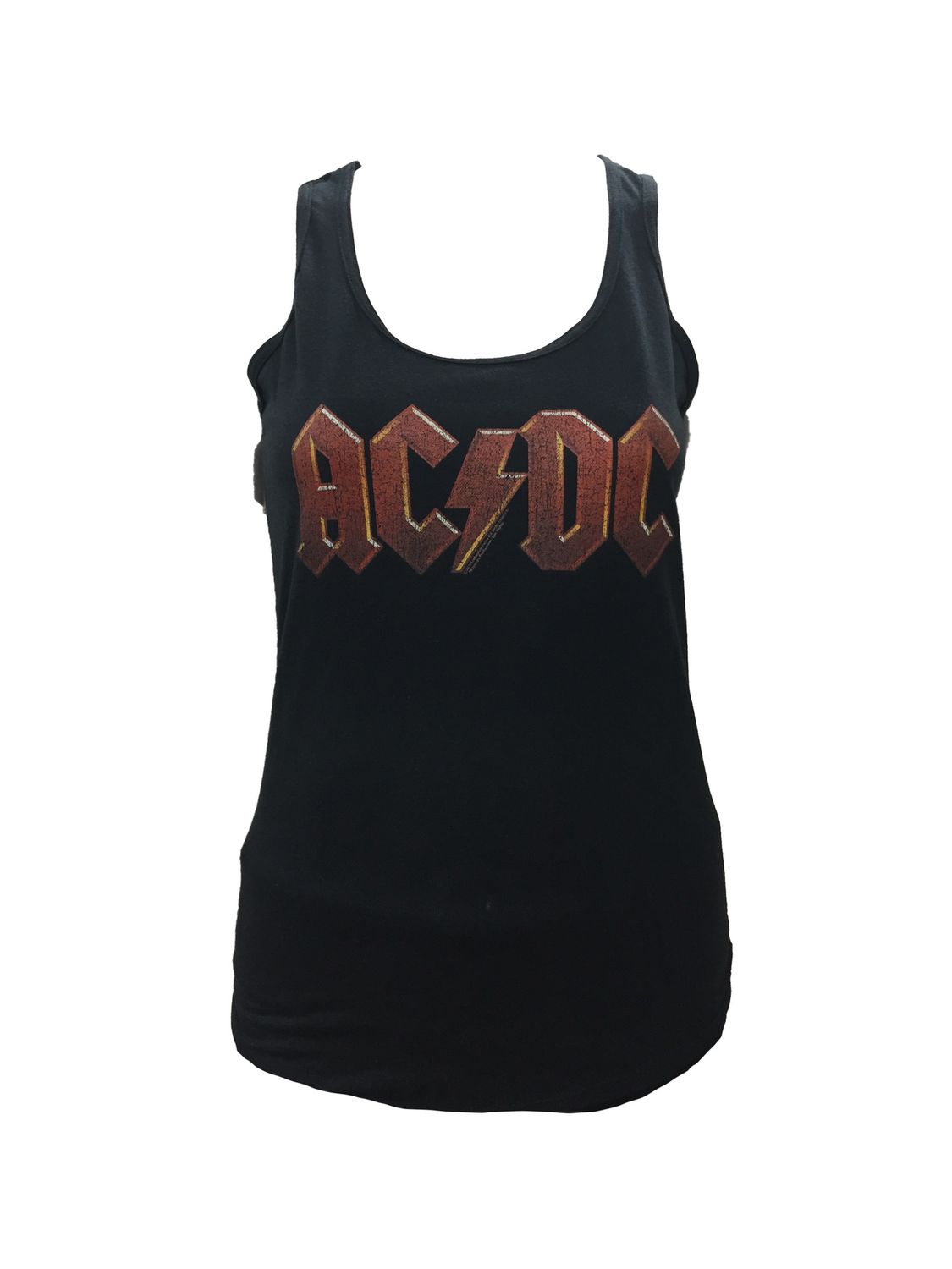 AC/DC Distressed Red Logo Women's Racerback Tank - BLK