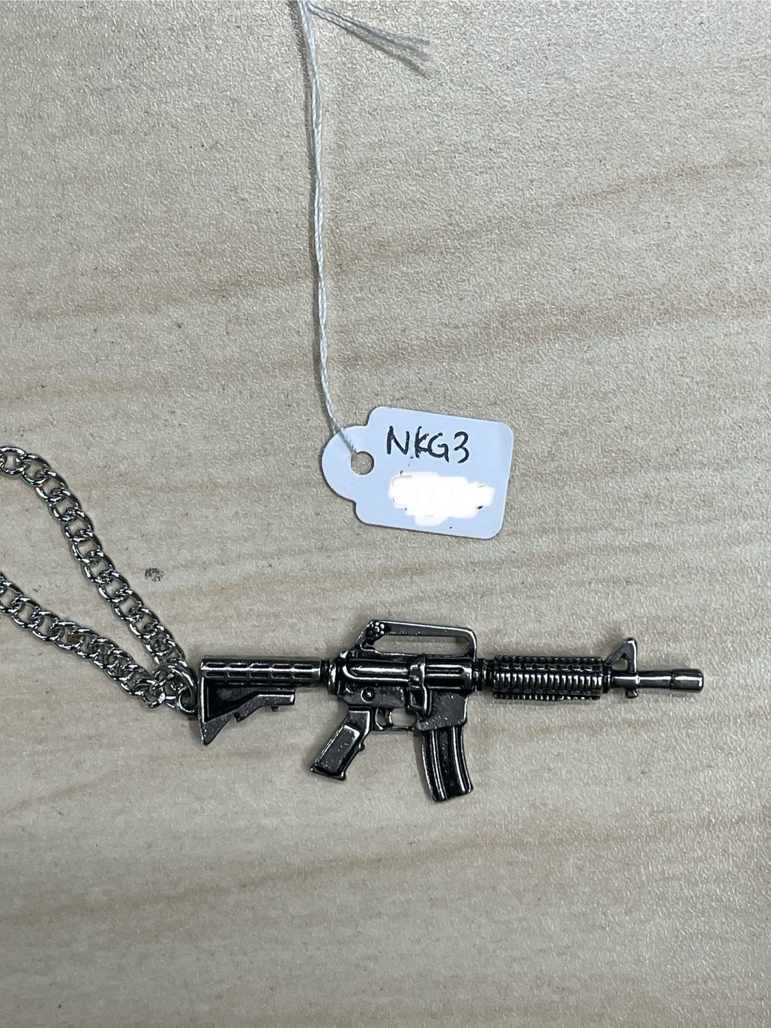 Shiny Silver AK47 Necklace