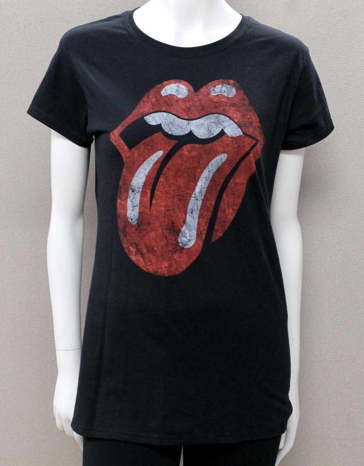 Rolling Stones Distressed Tongue - Girls / Junior - Black