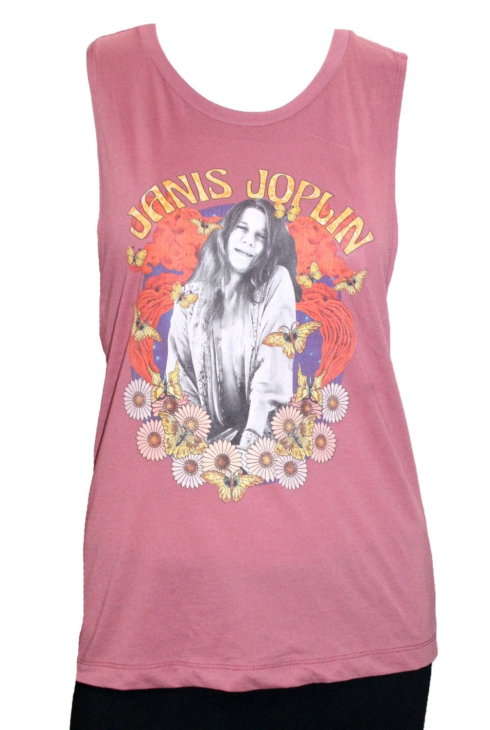 Janis Joplin Collage Womens Muscle Tank - Faded Coral
