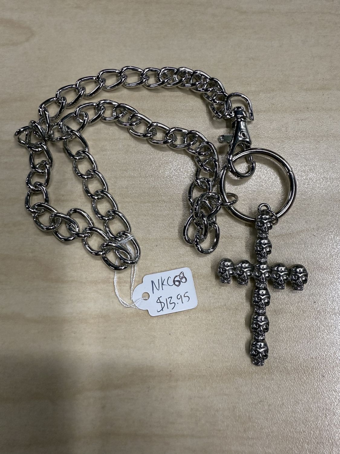 Cross of Skulls on Fat Chain Necklace