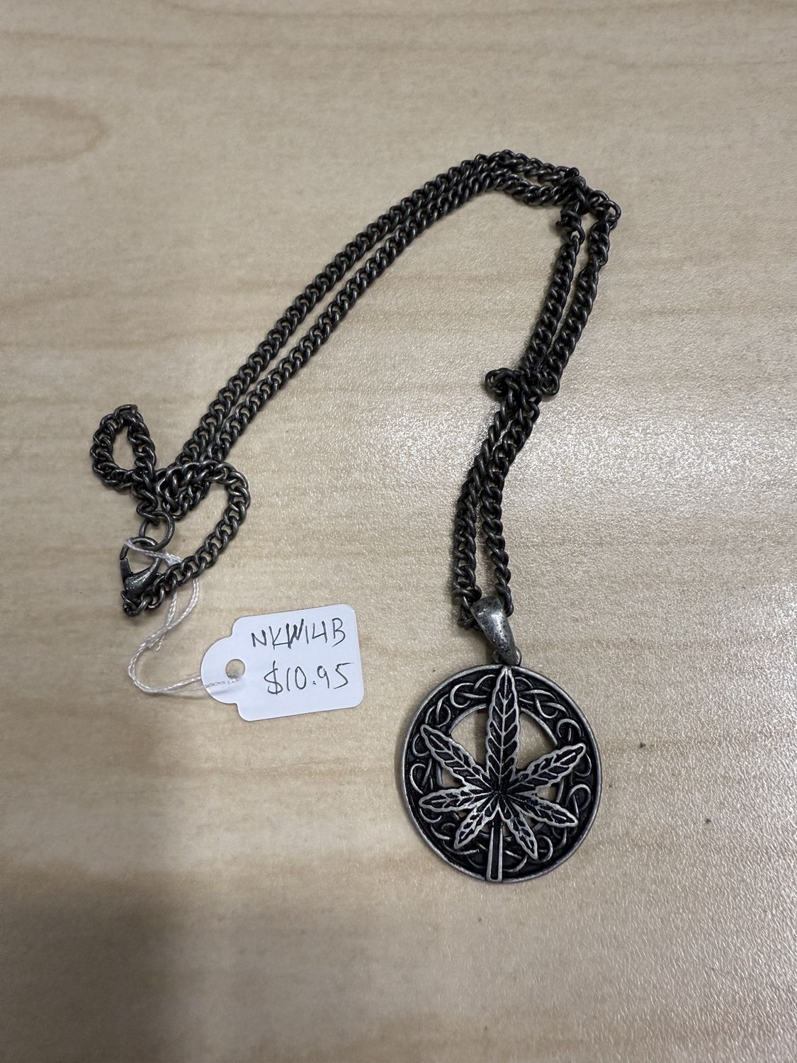 Weed Leaf Medallion Pendant Necklace