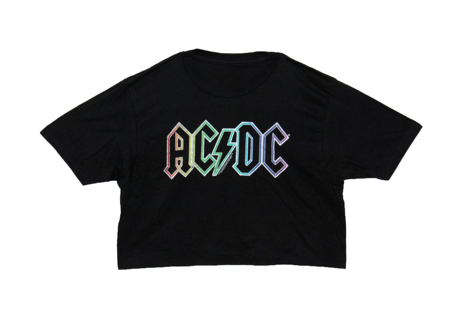 AC/DC - Rainbow Logo Ladies Festival Cali Crop Top - BLK
