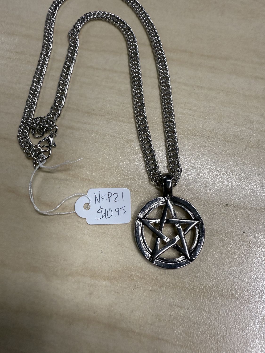 3D Pentagram Circle Pendant Necklace