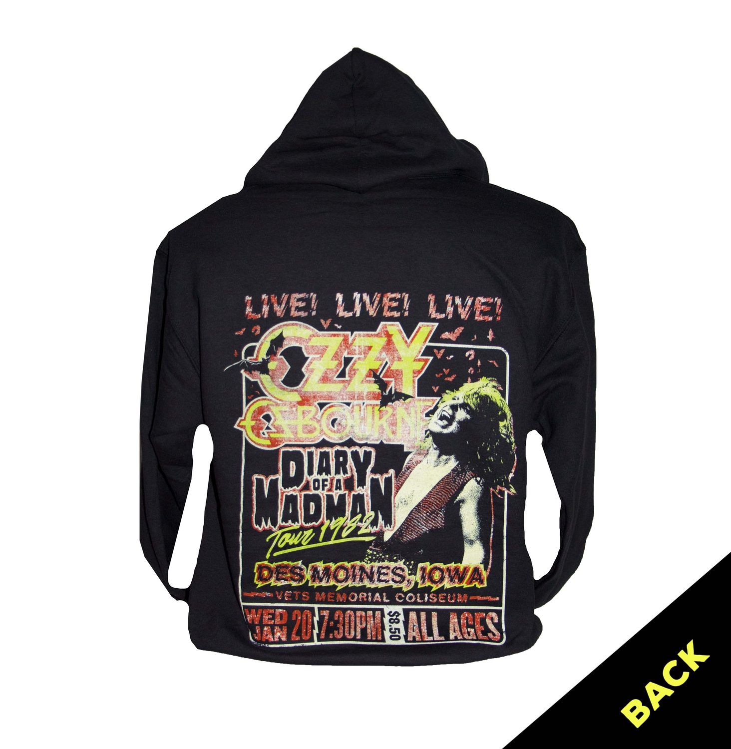 Ozzy Osbourne - Yellow Distressed Logo Pullover Hoodie - BLK