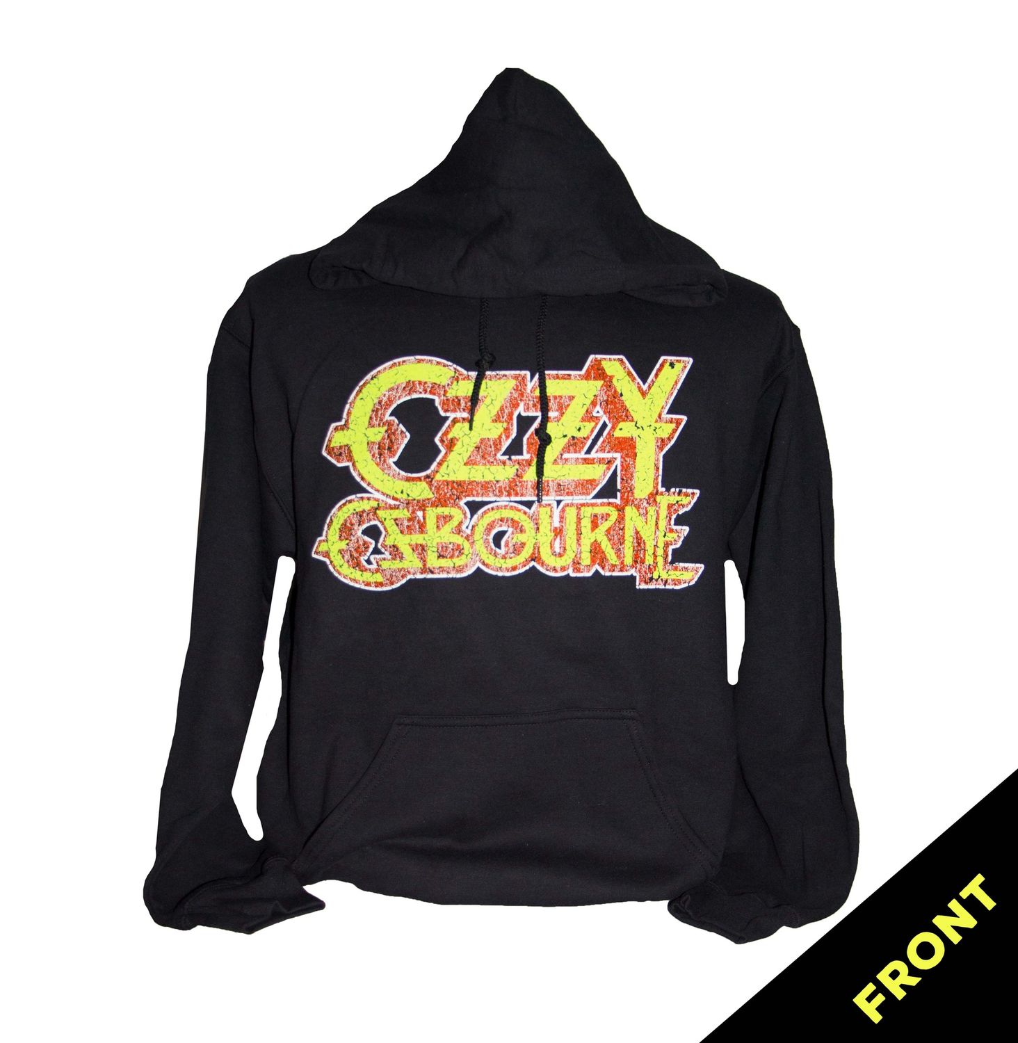 Ozzy Osbourne - Yellow Distressed Logo Pullover Hoodie - BLK