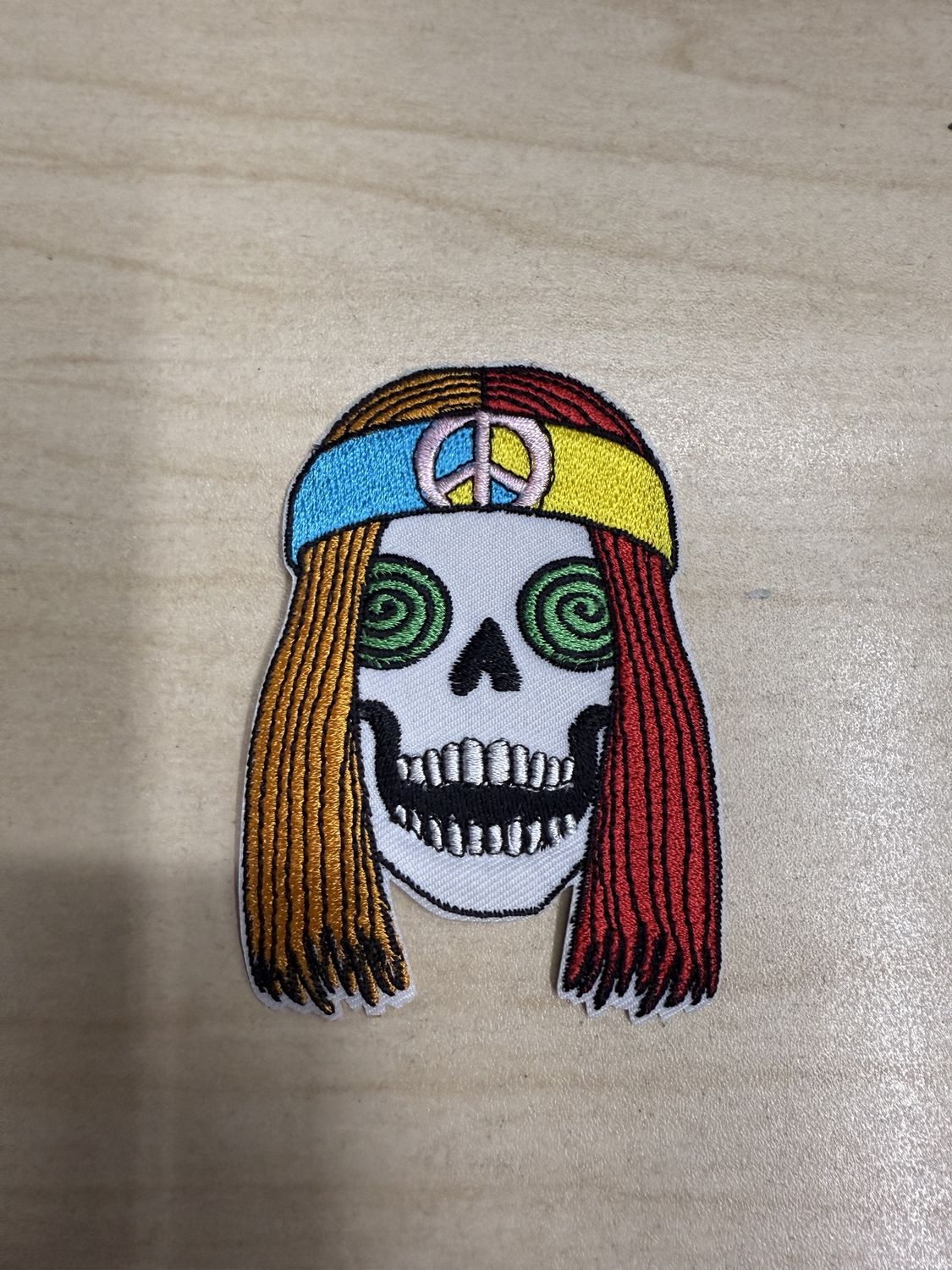 Trippy Hippie Skull Iron-On Patch