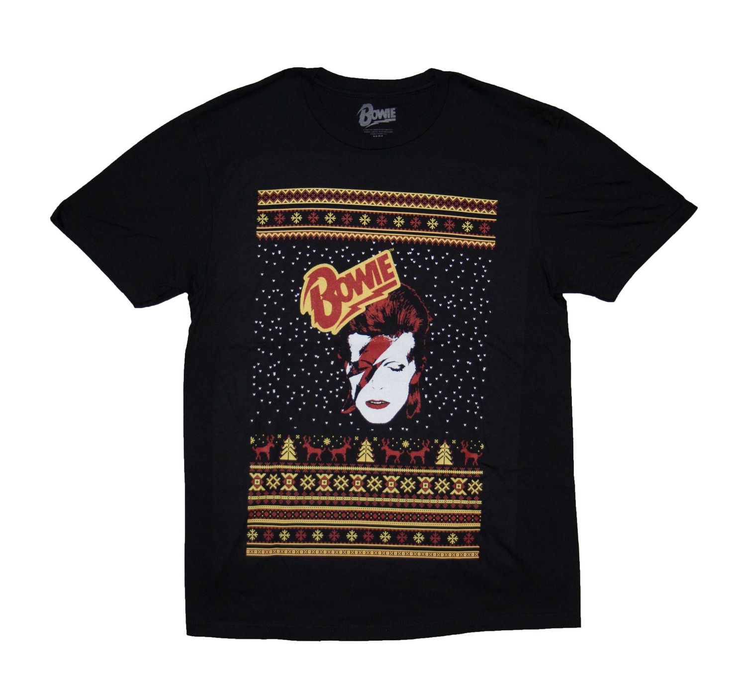 David Bowie Ugly Xmas Sweater Tee - BLK