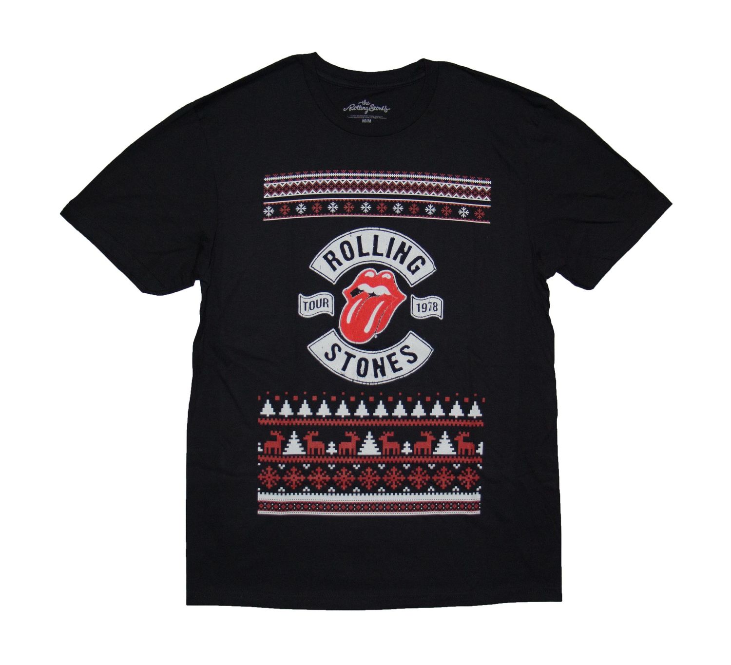 Rolling Stones Ugly Xmas Sweater Tee - BLK