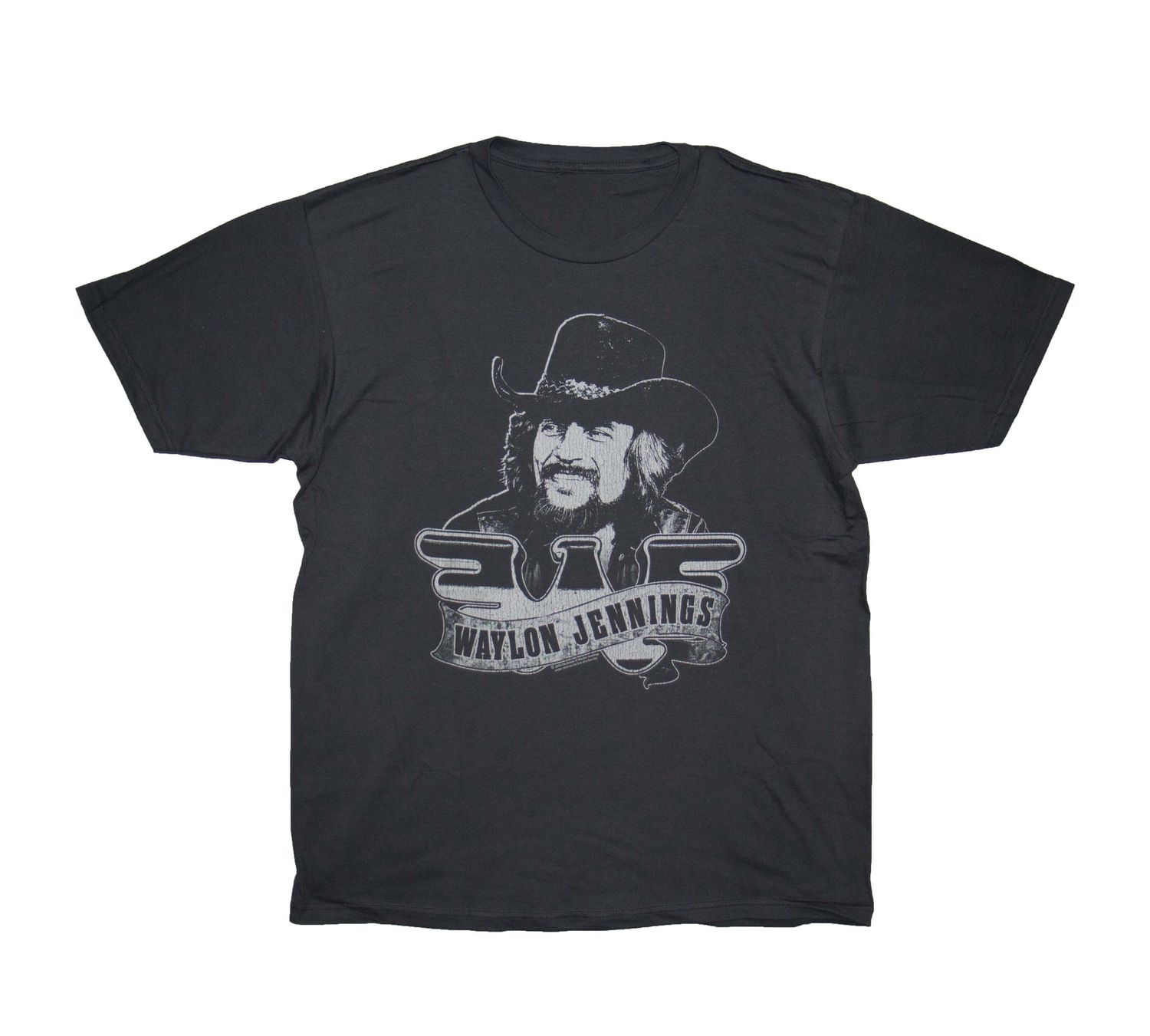 Waylon Jennings - Portrait &amp; Logo - SMOKE GREY