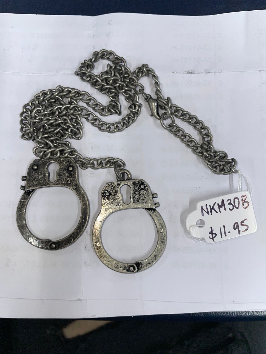 Burn Slv. Large Handcuffs Necklace