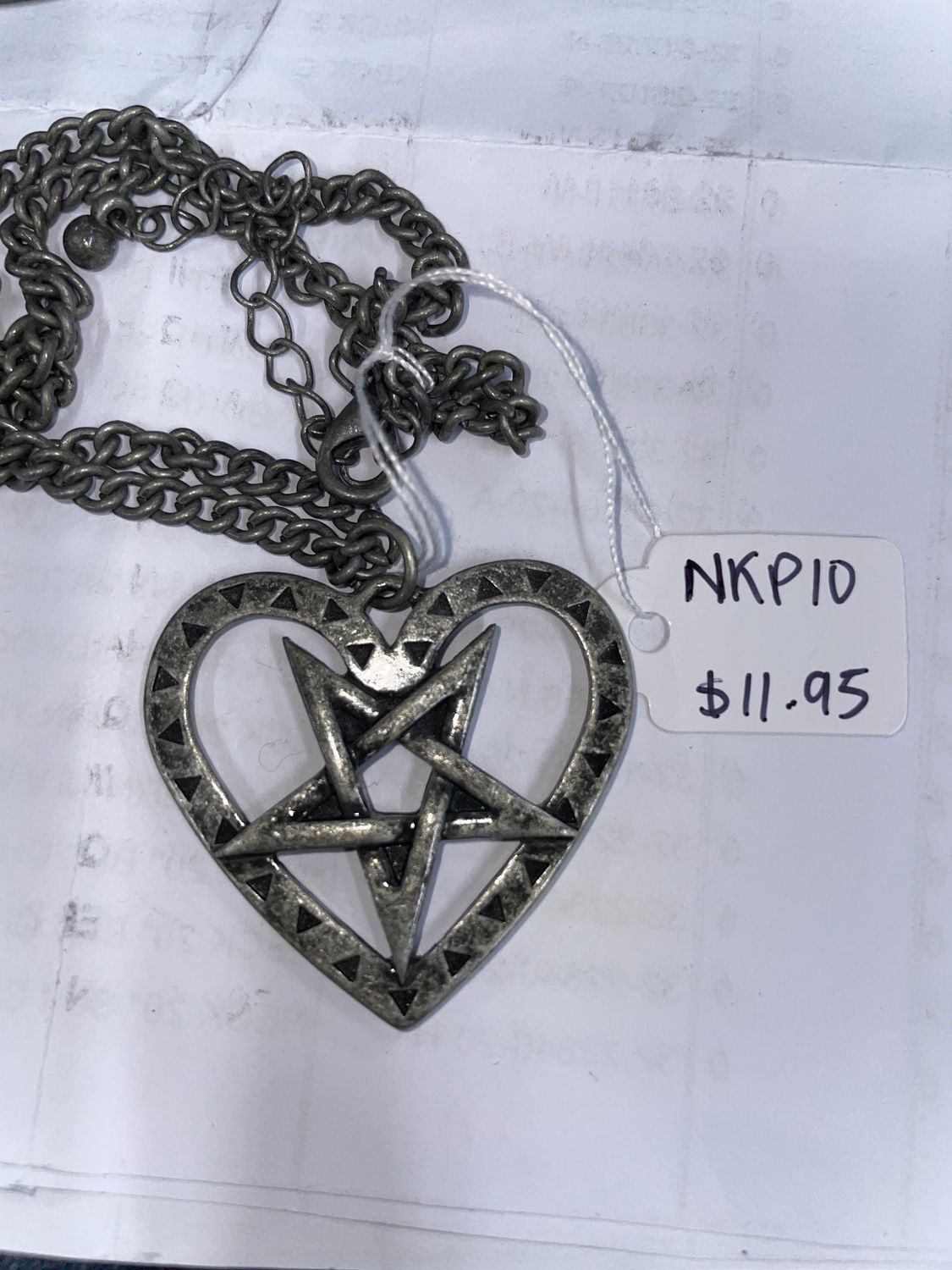 Silver Burnt Heart Pentagram Necklace