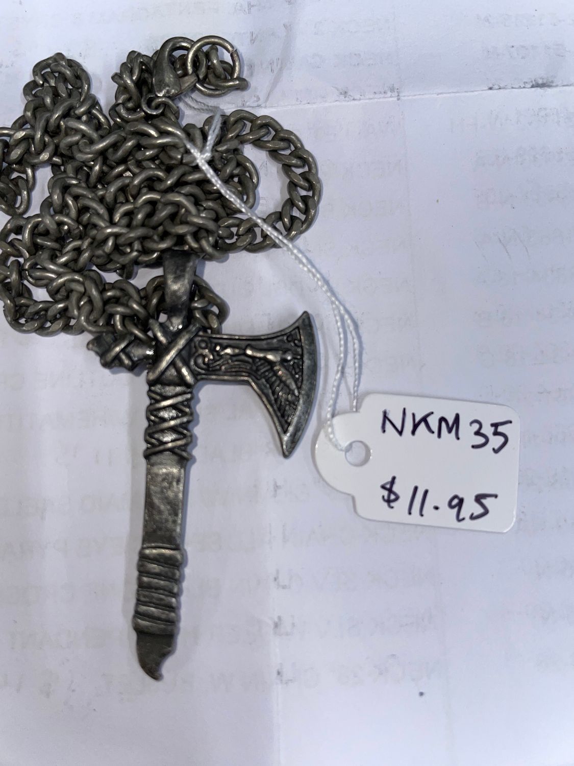 Burn Slv Viking Axe Necklace