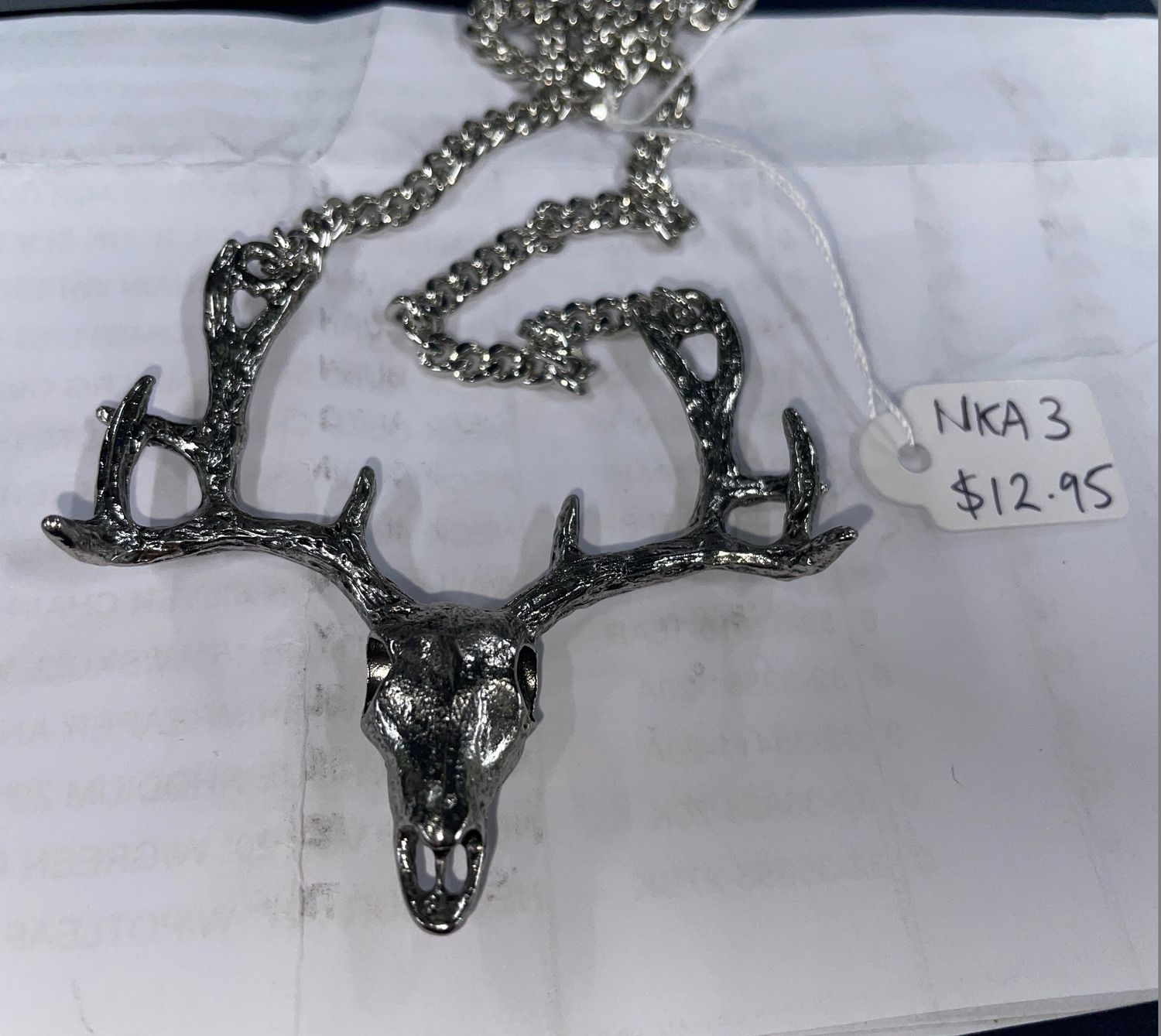 Silver Stag Head Necklace