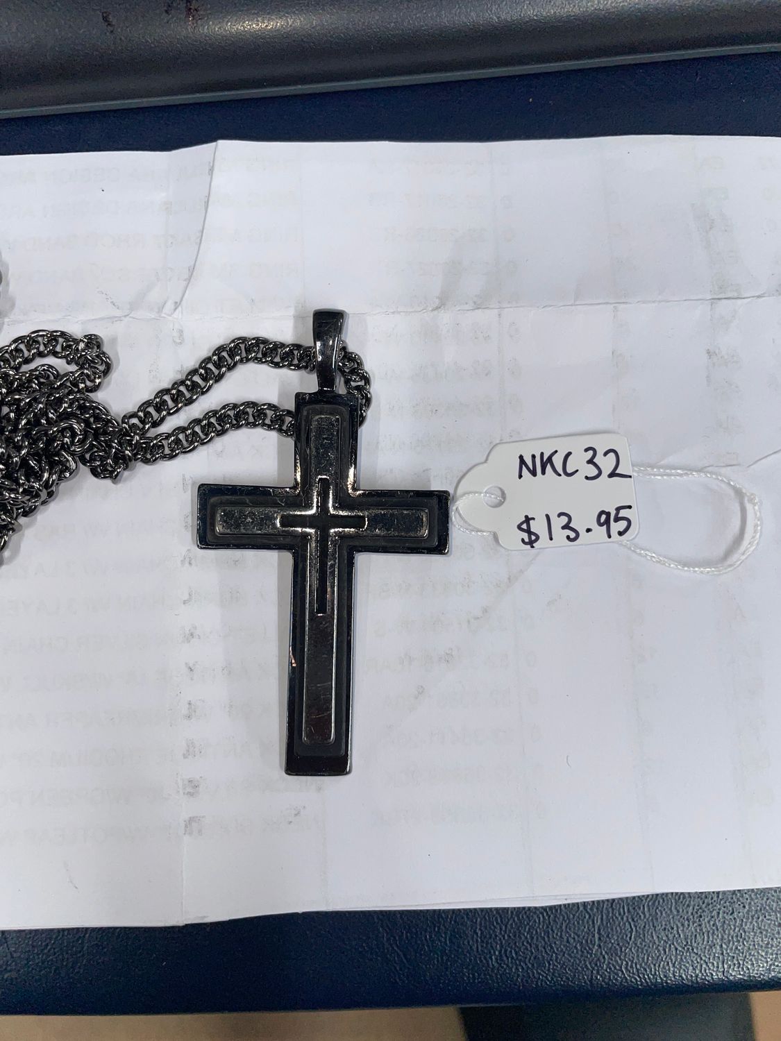 Hematite Dbl Cross Layers Necklace
