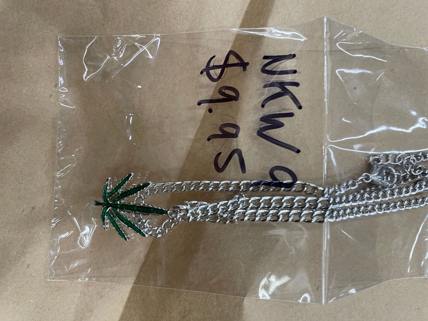 Small Green Weed Pendant Necklace