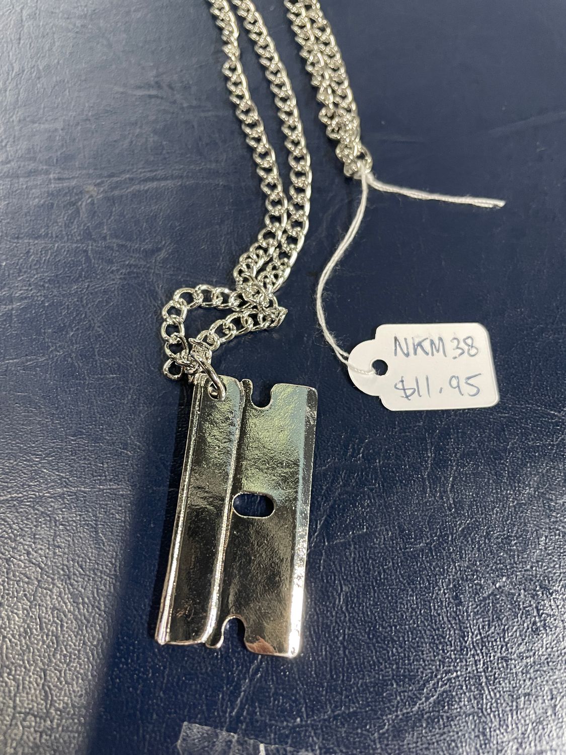 Shiny Silver Razor Blade Necklace