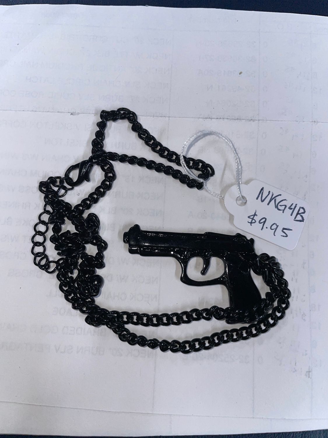 Shiny Black Pistol Necklace