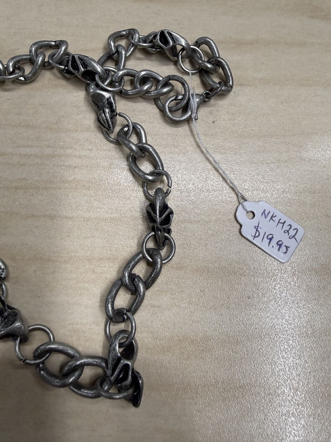 Chain W/ Alien Bird Skulls (Curb Chain) Necklace