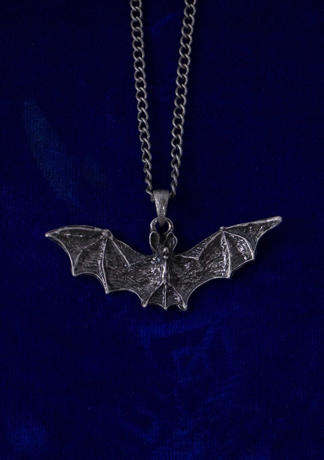 Burnish Silver Large Bat Necklace