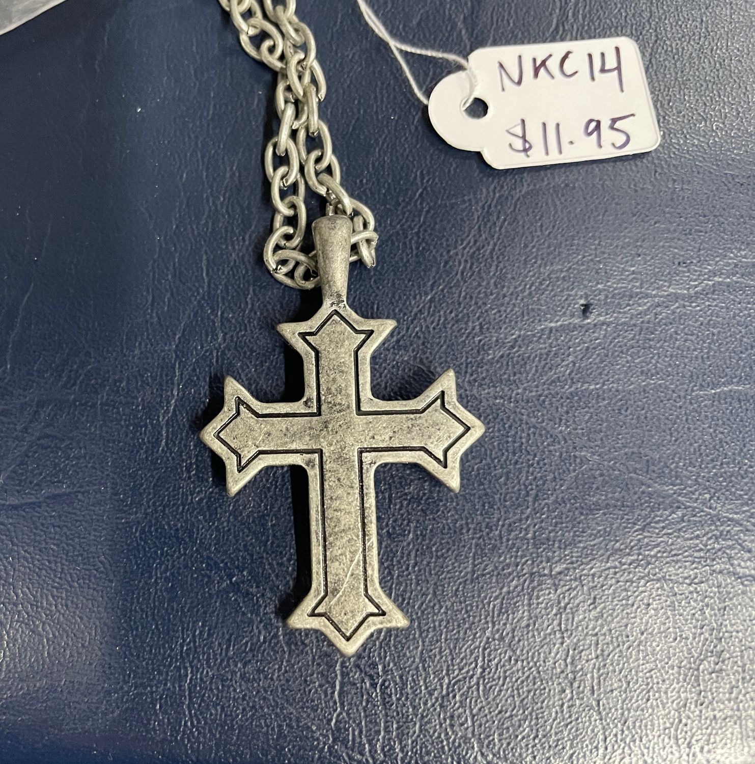 Gunmetal Double Outline Cross Necklace