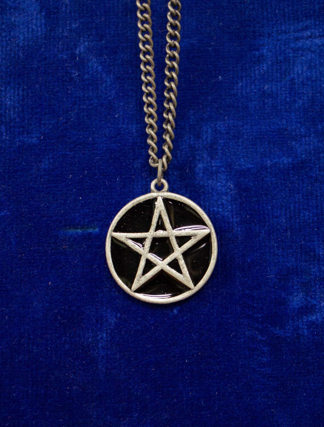 Black Circle w/ Silver Pentagram Necklace