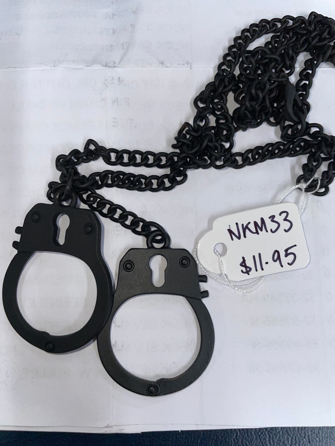 Matte Blk Large Handcuffs Necklace