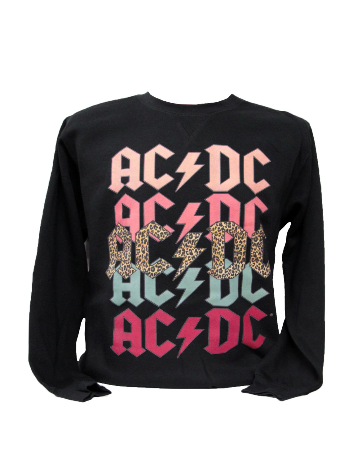 AC/DC Logo Repeat Pullover Crewneck Sweater - Black