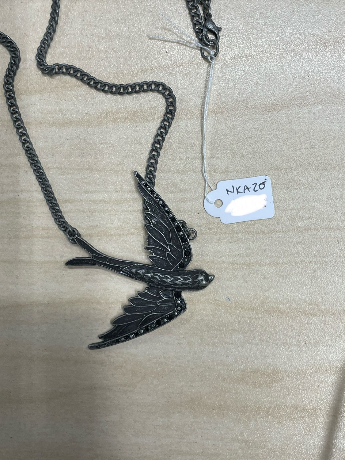 Swallow Bird Metal w/ Small Stones Pendant Necklace