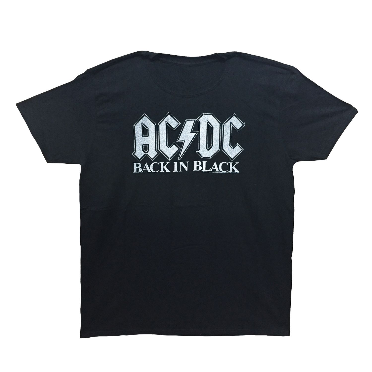 AC/DC Back in Black Distressed White Logo - Black
