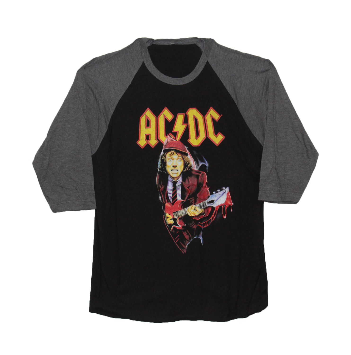 AC/DC Guitar Drip Raglan - Dark/Light Heather Grey