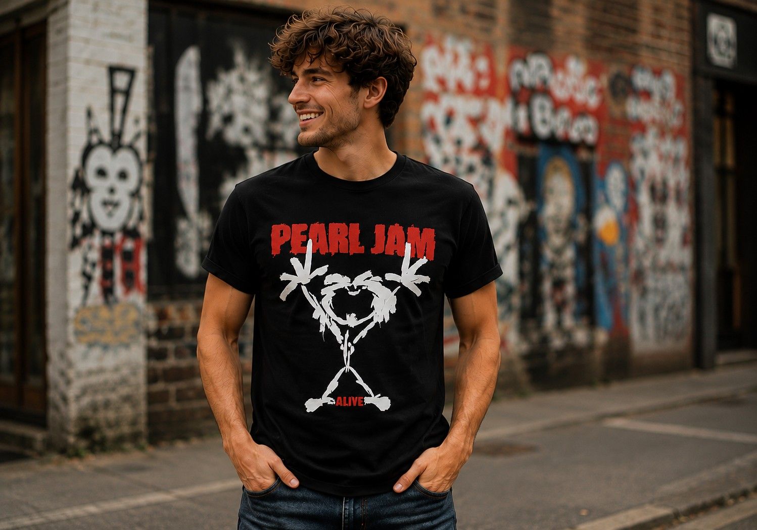 Pearl Jam Alive Stickman - Black