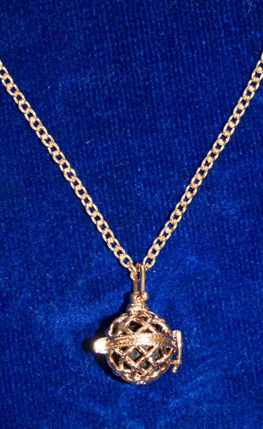 Gold Orb Basket Locket Necklace
